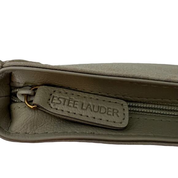 Estee Lauder Womens Makeup Bag Beige Faux Suede Zip Closure 8 in x 5 in - Picture 5 of 8